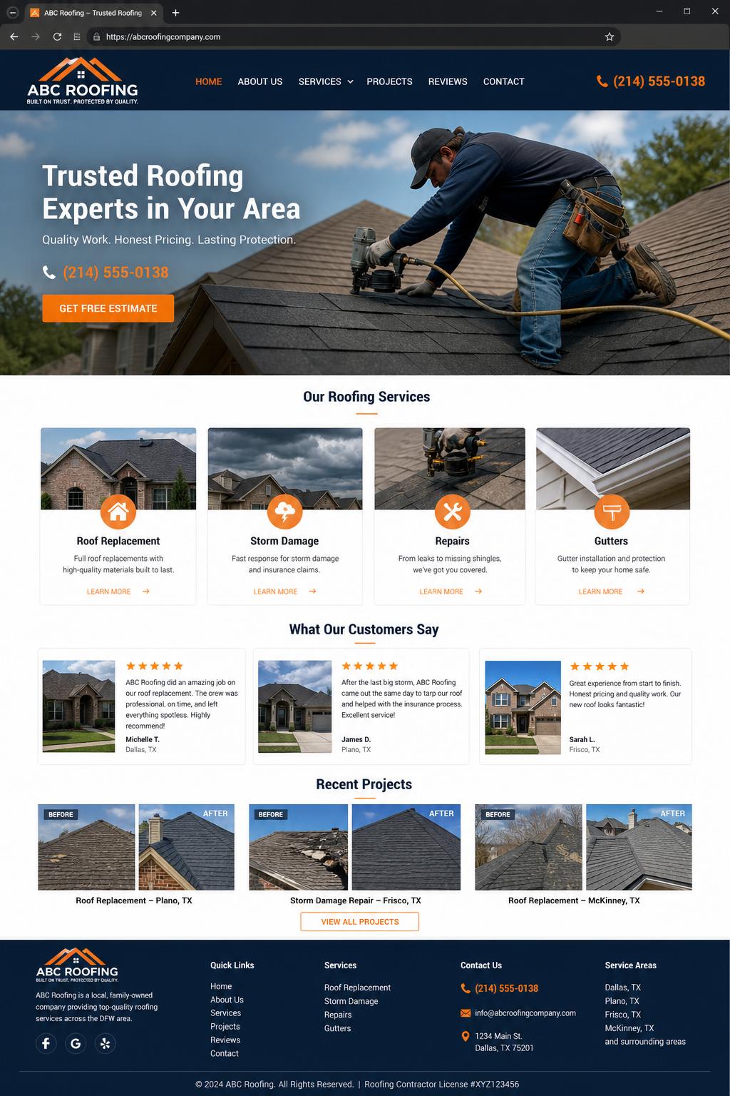 Roofing Company Mockup website mockup